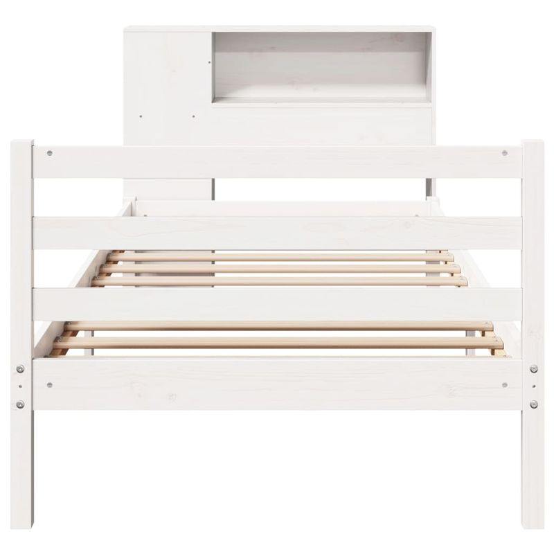 Casa si Gradina - Mobilier - Paturi si accesorii - Paturi - Pat cu biblioteca fara saltea, alb, 90x190 cm, lemn masiv pin - Infinity.ro