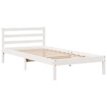 Casa si Gradina - Mobilier - Paturi si accesorii - Paturi - Pat cu biblioteca fara saltea, alb, 90x190 cm, lemn masiv pin - Infinity.ro