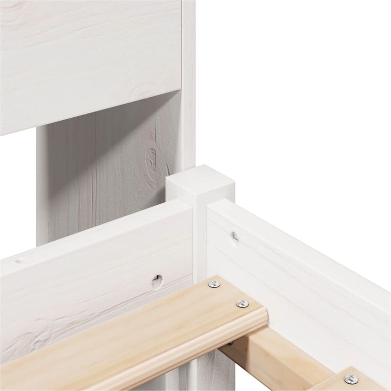 Casa si Gradina - Mobilier - Paturi si accesorii - Paturi - Pat cu biblioteca fara saltea, alb, 90x190 cm, lemn masiv pin - Infinity.ro