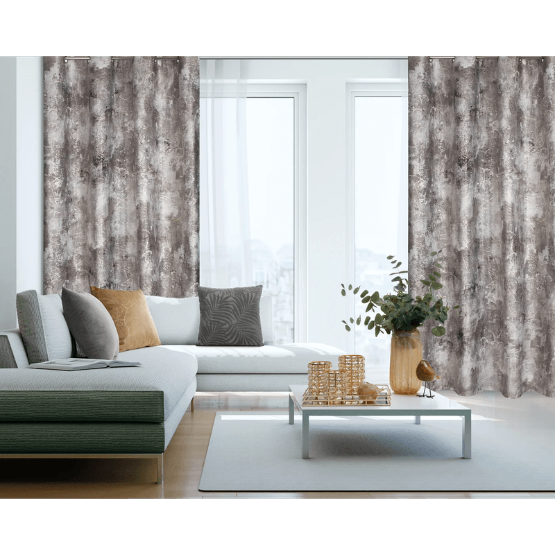 Casa si Gradina - Textile si covoare - Perdele si draperii - Draperii - Draperie ESTER din catifea cu model deteriorat, 140 x 250 cm, gri, bej - Infinity.ro