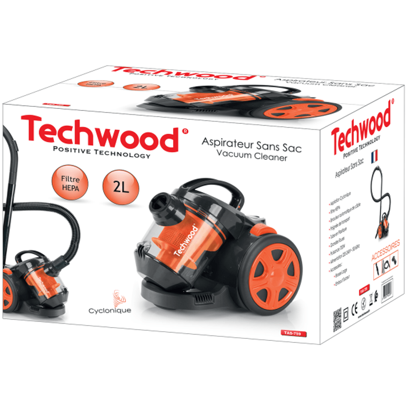 Electronice si Electrocasnice - Ingrijirea locuintei - Aspiratoare - Aspirator fara sac Techwood TAS-759, 700W, cablu 4.2m, rezervor 2L, filtru HEPA - Infinity.ro