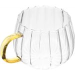 Casa si Gradina - Bucatarie si vesela - Cani si pahare - Cani si cesti - Cana din sticla, cu pereti ondulati si maner auriu, 350 ml - Infinity.ro