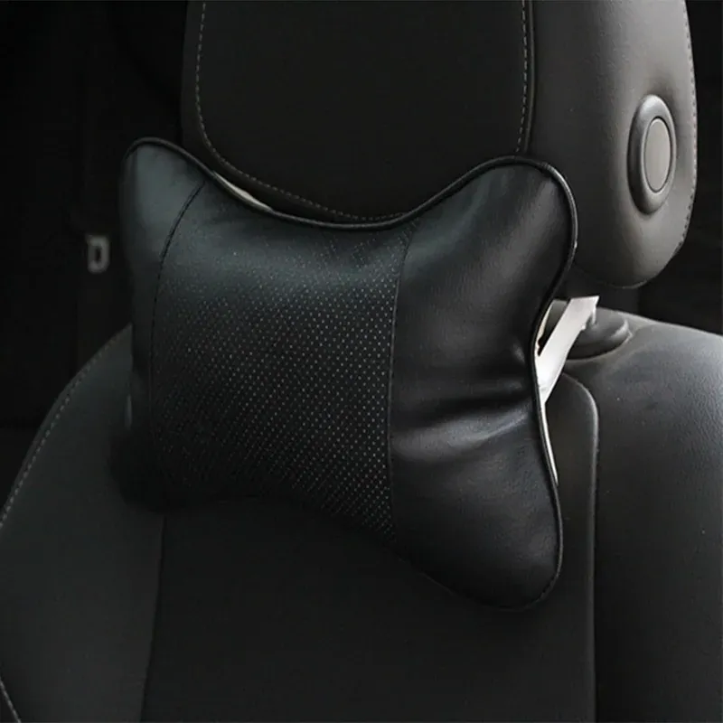 Auto si Moto - Piese auto si accesorii - Interior auto - Accesorii interior - Set 2 perne de relaxare pentru tetiera, piele ecologica, 25x16 cm, Gonga® Negru - Infinity.ro