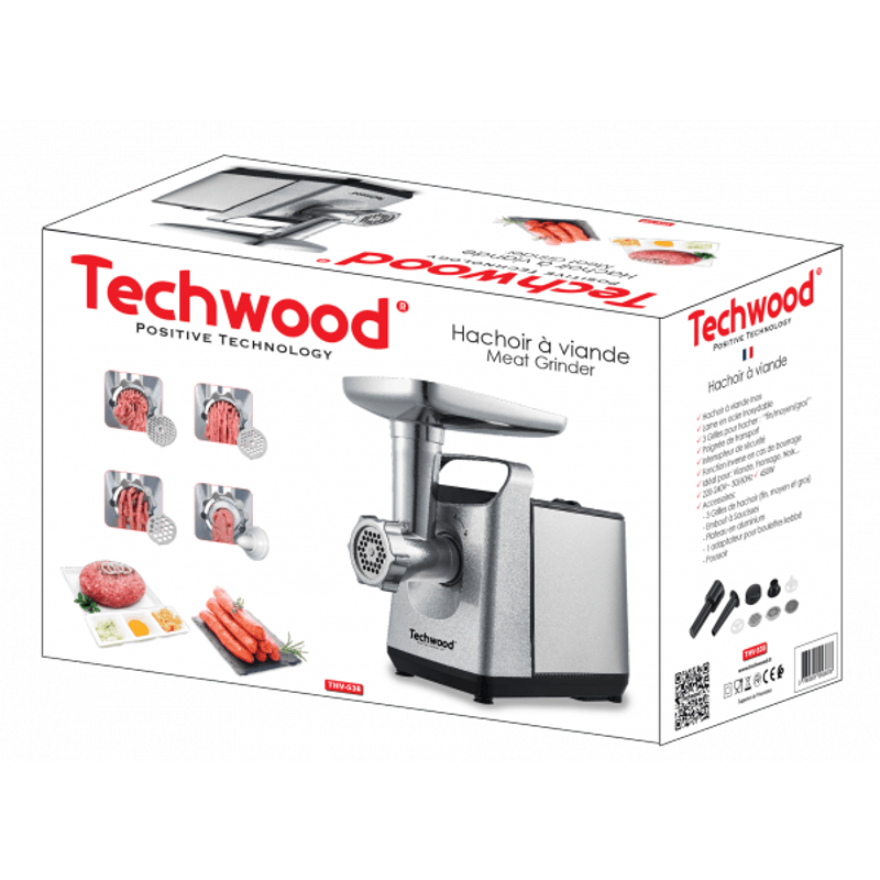 Electronice si Electrocasnice - Electrocasnice bucatarie - Mixere, tocatoare & roboti de bucatarie - Masini de tocat - Masina de tocat Techwood THV-538, Inox, 450W - Infinity.ro