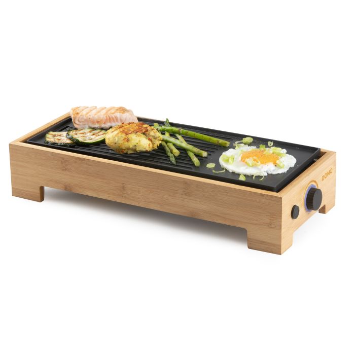 Gratar electric Teppan Yaki Domo DO9270G, 1000W, 36x14cm, Bambus