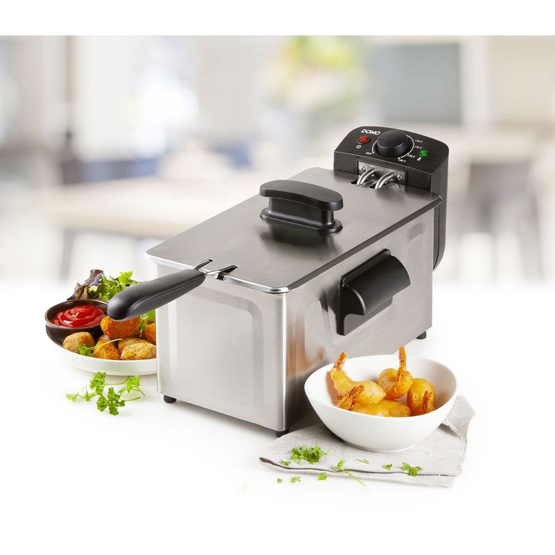 Electronice si Electrocasnice - Electrocasnice bucatarie - Aparate de gatit & desert - Friteuze - Friteuza electrica Domo DO535FR, Capacitate 3 l, Putere 2200 W - Infinity.ro