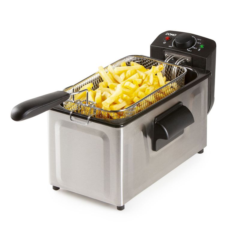 Electronice si Electrocasnice - Electrocasnice bucatarie - Aparate de gatit & desert - Friteuze - Friteuza electrica Domo DO535FR, Capacitate 3 l, Putere 2200 W - Infinity.ro