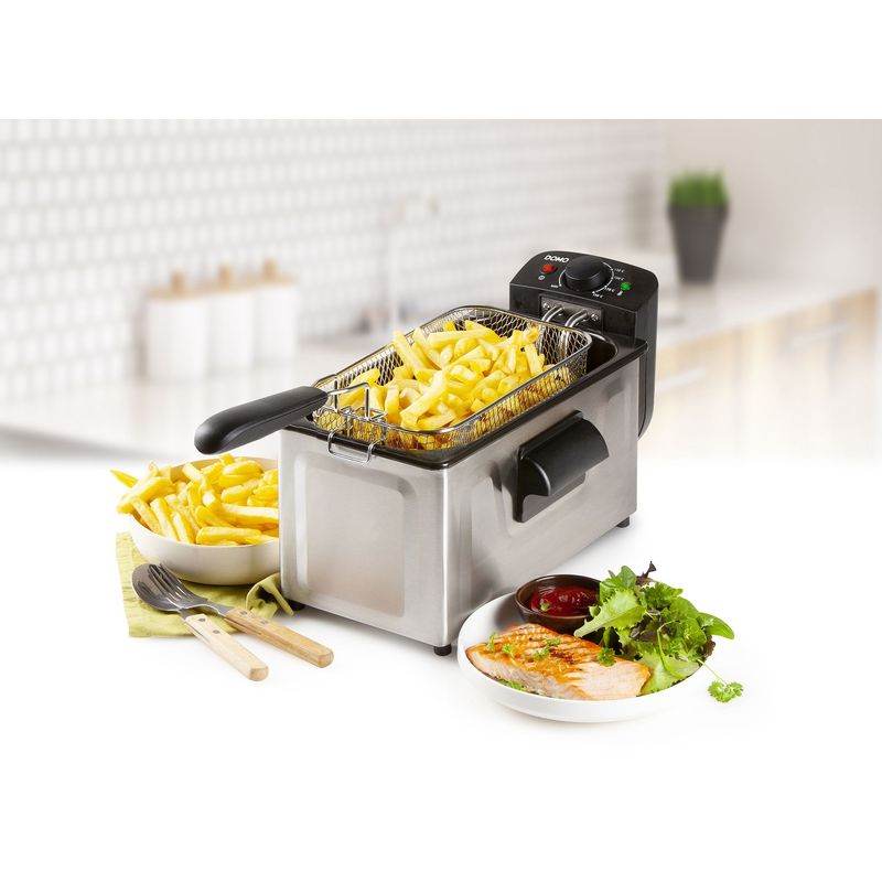 Electronice si Electrocasnice - Electrocasnice bucatarie - Aparate de gatit & desert - Friteuze - Friteuza electrica Domo DO535FR, Capacitate 3 l, Putere 2200 W - Infinity.ro