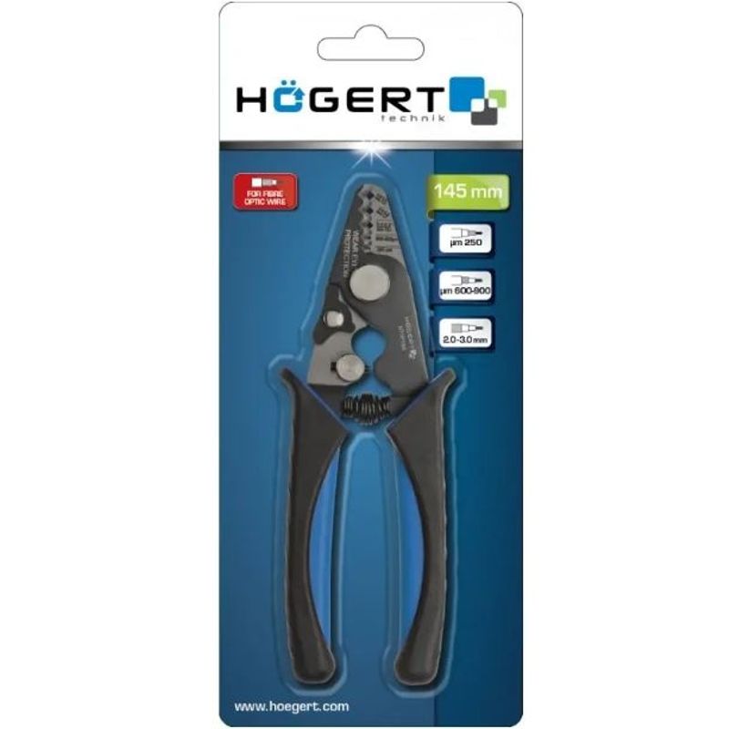Casa si Gradina - Constructii - Scule de mana si unelte - Clesti si patenti - Cleste Dezizolator Fibra Optica 0.2-6mm, 24-10 AWG, Lungime 180mm, Hogert Technik - Infinity.ro