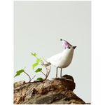 Casa si Gradina - Decoratiuni - Obiecte decorative - Accesorii decorative - Decoratiune Pasare cu Floare, 10 cm, alb - Infinity.ro