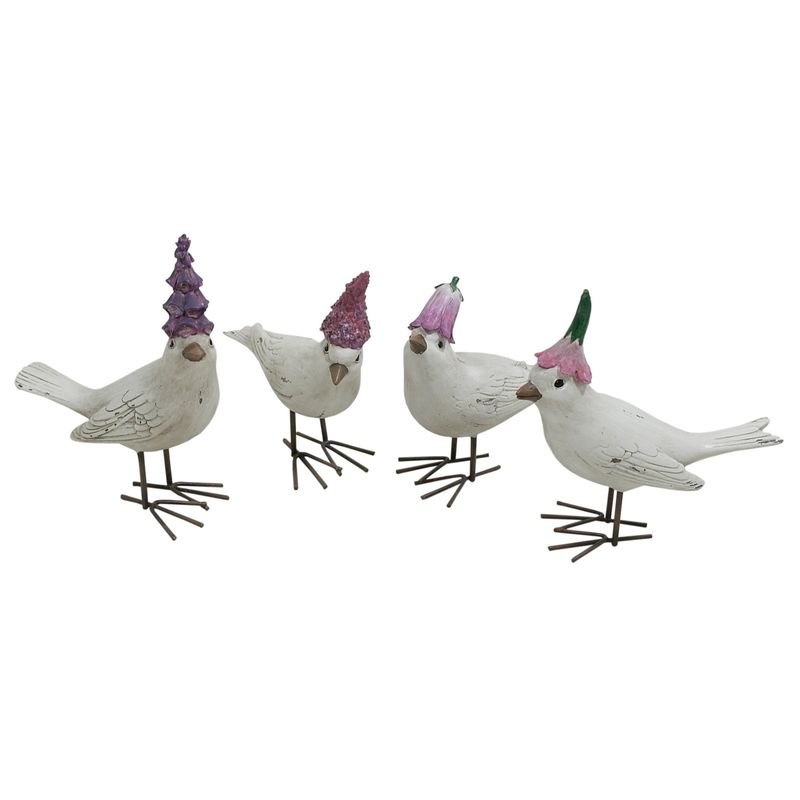 Casa si Gradina - Decoratiuni - Obiecte decorative - Accesorii decorative - Decoratiune Pasare cu Floare, 10 cm, alb - Infinity.ro