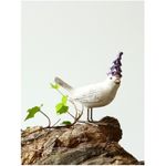 Casa si Gradina - Decoratiuni - Obiecte decorative - Accesorii decorative - Decoratiune Pasare cu Floare, 10 cm, alb - Infinity.ro