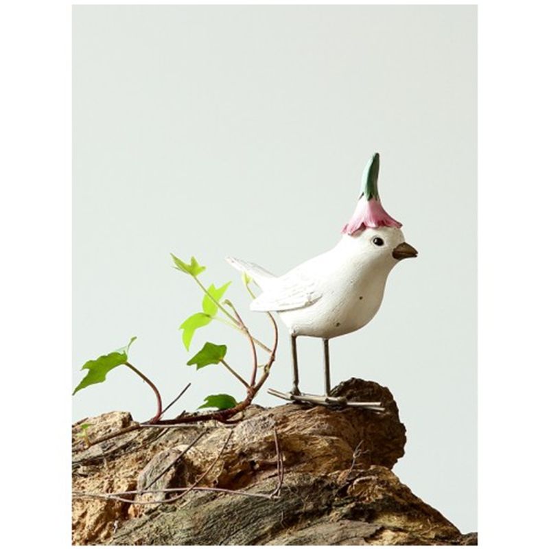 Casa si Gradina - Decoratiuni - Obiecte decorative - Accesorii decorative - Decoratiune Pasare cu Floare, 10 cm, alb - Infinity.ro
