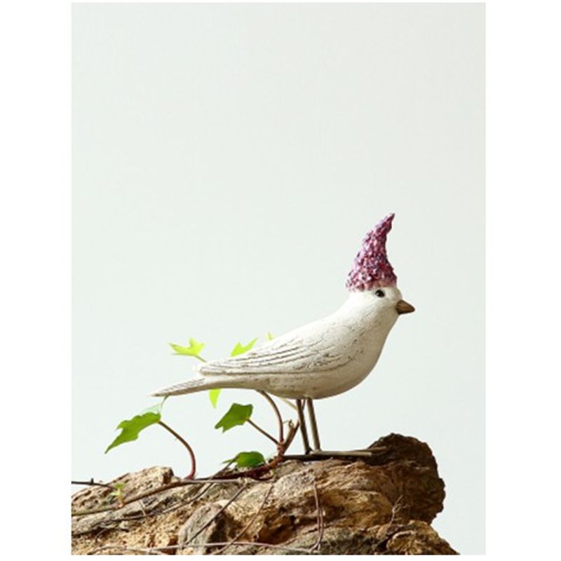 Casa si Gradina - Decoratiuni - Obiecte decorative - Accesorii decorative - Decoratiune Pasare cu Floare, 10 cm, alb - Infinity.ro