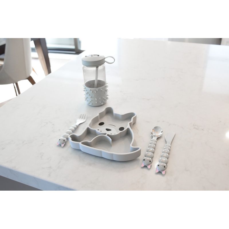 Jucarii, Copii si Bebe - Hrana si alaptare - Biberoane, suzete si accesorii hranire - Articole hranire bebelusi - Farfurie compartimentata din silicon cu ventuza, melii, bulldog - Infinity.ro