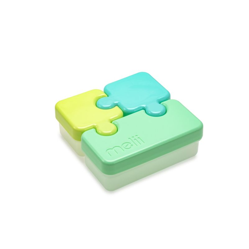 Jucarii, Copii si Bebe - Hrana si alaptare - Biberoane, suzete si accesorii hranire - Articole hranire bebelusi - Recipient hrana bebe model puzzle, melii, albastru&verde - Infinity.ro