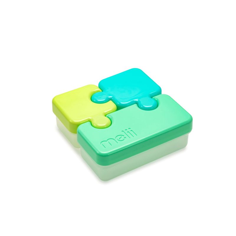 Jucarii, Copii si Bebe - Hrana si alaptare - Biberoane, suzete si accesorii hranire - Articole hranire bebelusi - Recipient hrana bebe model puzzle, melii, albastru&verde - Infinity.ro
