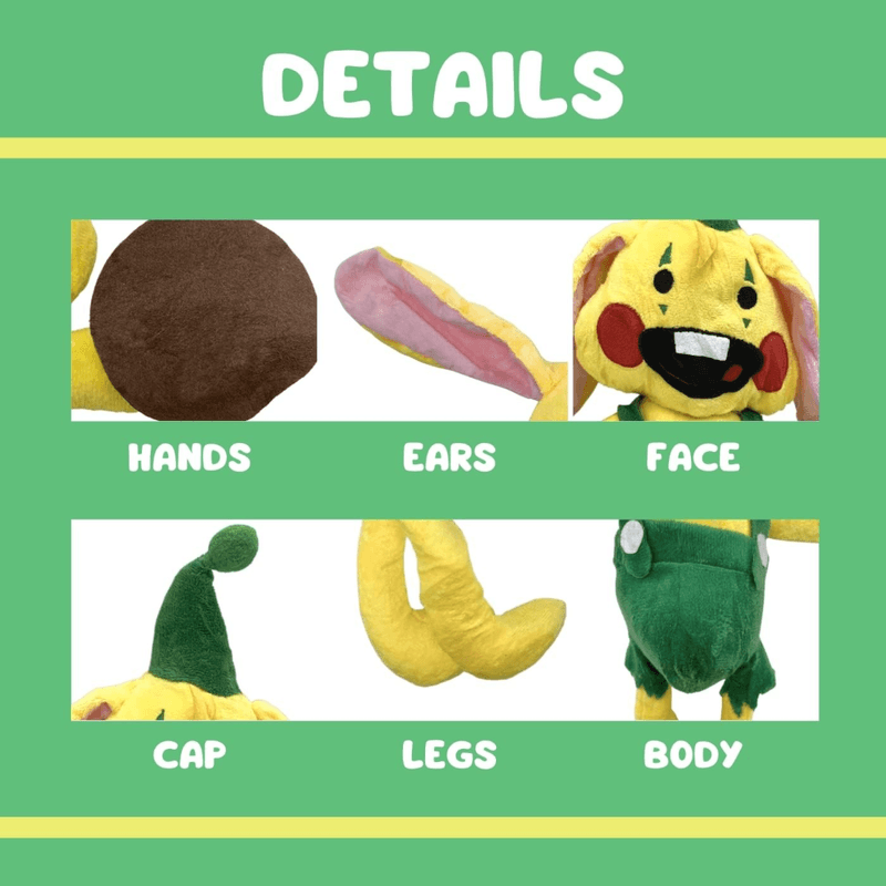 Jucarii, Copii si Bebe - Jucarii si jocuri - Jucarii de plus - Jucarie de Plus Bonzo Bunny Poppy, dimensiune 45cm, +3 ani, culoare  Galben/Verde ABYZ™ - Infinity.ro