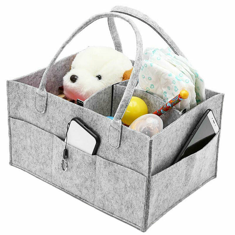 Jucarii, Copii si Bebe - Maternitate - Genti bebelusi - Geanta organizator scutece si accesorii copii, gri, 33 x 22 cm, WDB05 - Infinity.ro