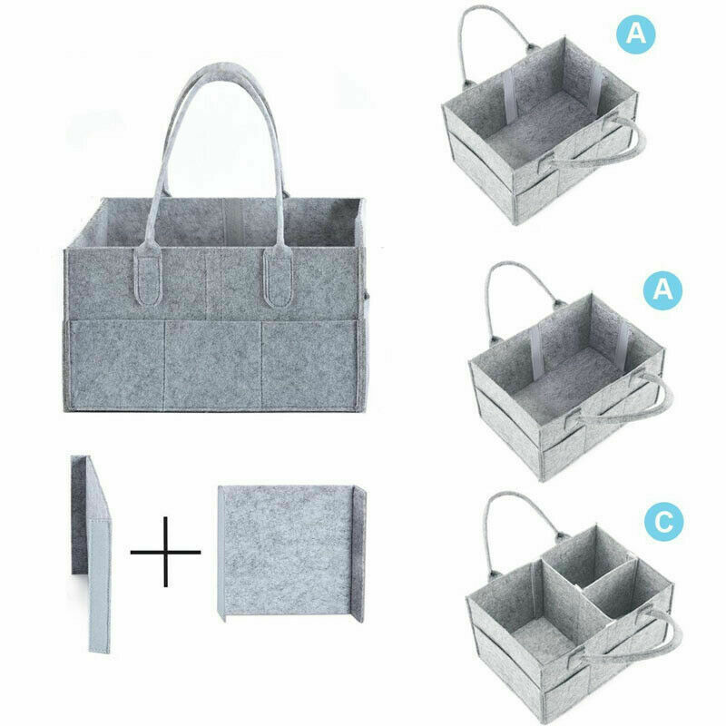 Jucarii, Copii si Bebe - Maternitate - Genti bebelusi - Geanta organizator scutece si accesorii copii, gri, 33 x 22 cm, WDB05 - Infinity.ro
