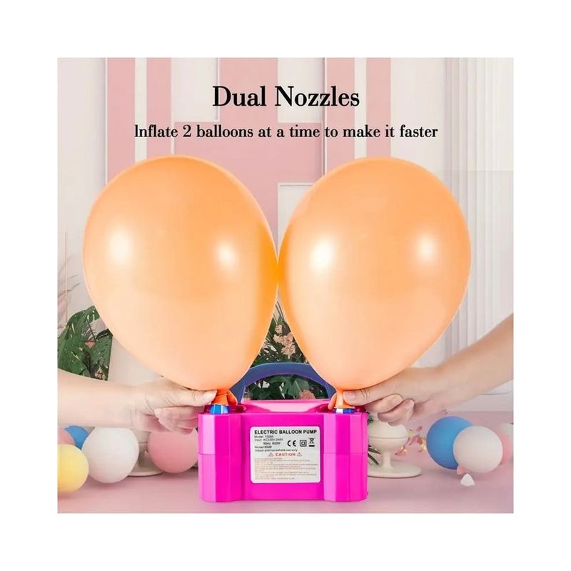 Casa si Gradina - Decoratiuni - Decoratiuni petrecere - Accesorii pentru petrecere - Pompa electrica dubla pentru umflat baloane cu aer, 220V, 600W, roz/albastru, Vivo 73005 - Infinity.ro