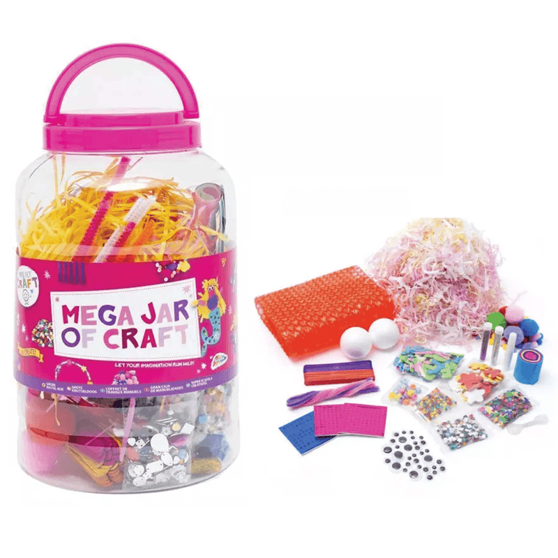 Jucarii, Copii si Bebe - Jucarii si jocuri - Jucarii & jocuri educative - Seturi de artizanat - Set creativ de artizanat gigant, Mega Jar of Craft, 16 tipuri de accesorii, multicolor, Grafix R06-0225 - Infinity.ro