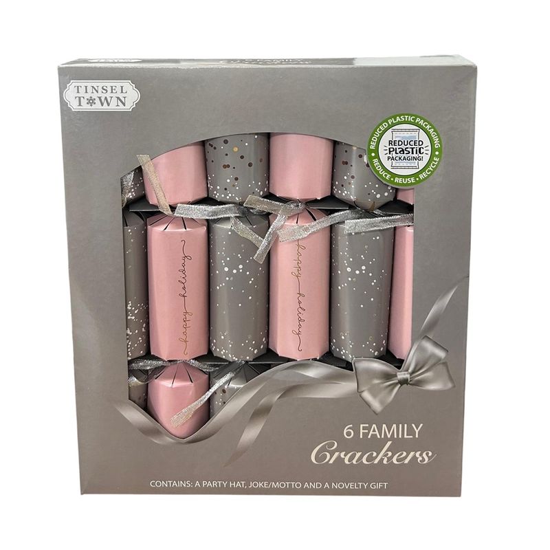 Casa si Gradina - Decoratiuni - Decoratiuni de sezon - Pachet cadou pentru familie, 6 Crackers, gri/roz, RMS 1351187-GREY - Infinity.ro