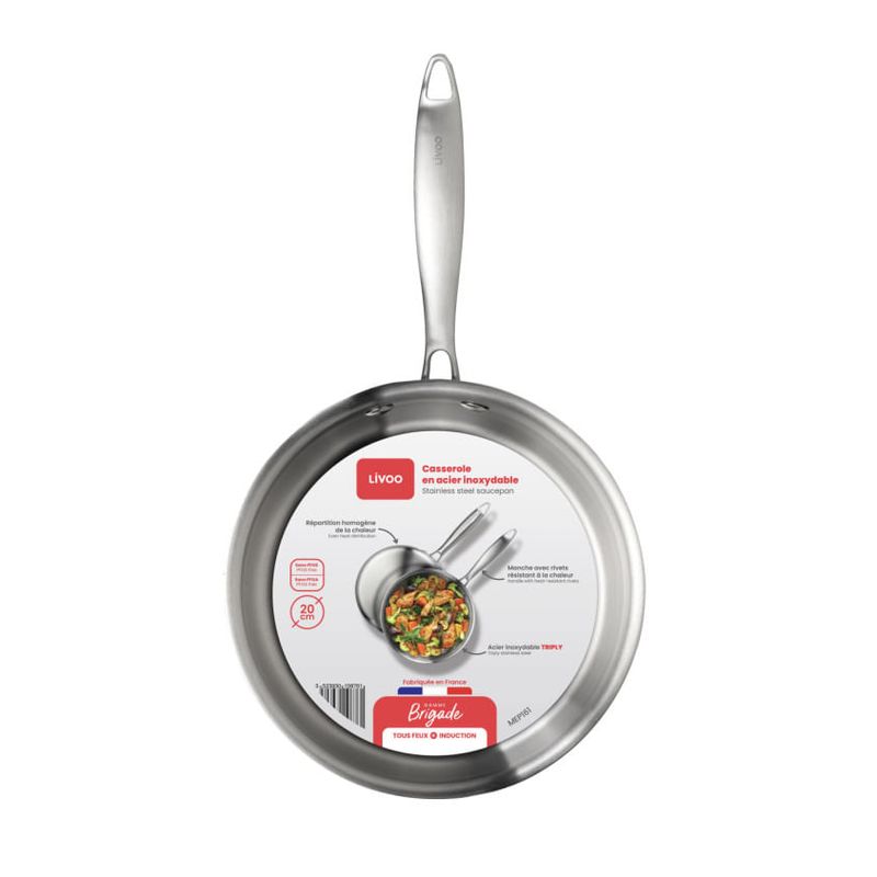 Casa si Gradina - Bucatarie si vesela - Vase pentru gatit - Oale si cratite - Cratita din Inox Livoo MEP161, Ø20, made in France - Infinity.ro