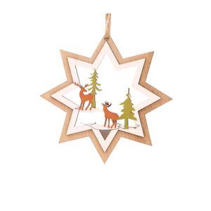 Decoratiune de Craciun, ornamente, din lemn, steluta