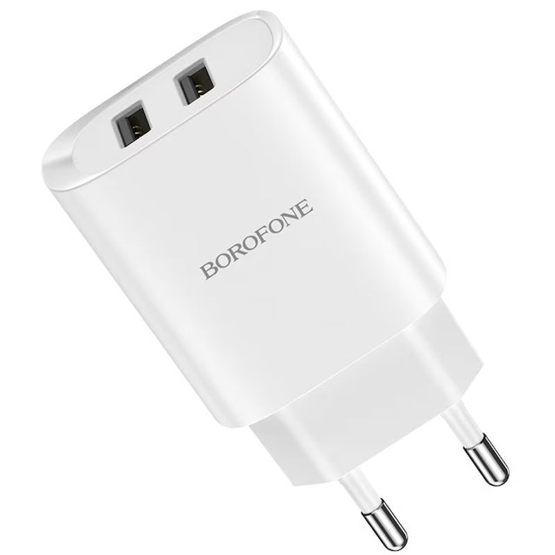 Laptop, Telefoane si Tablete - Telefoane mobile si accesorii - Accesorii Telefoane - Incarcatoare telefoane - Incarcator Retea Dual USB Universal Alimentator Borofone BN2 10.5W 2 X USB - Alb - Infinity.ro
