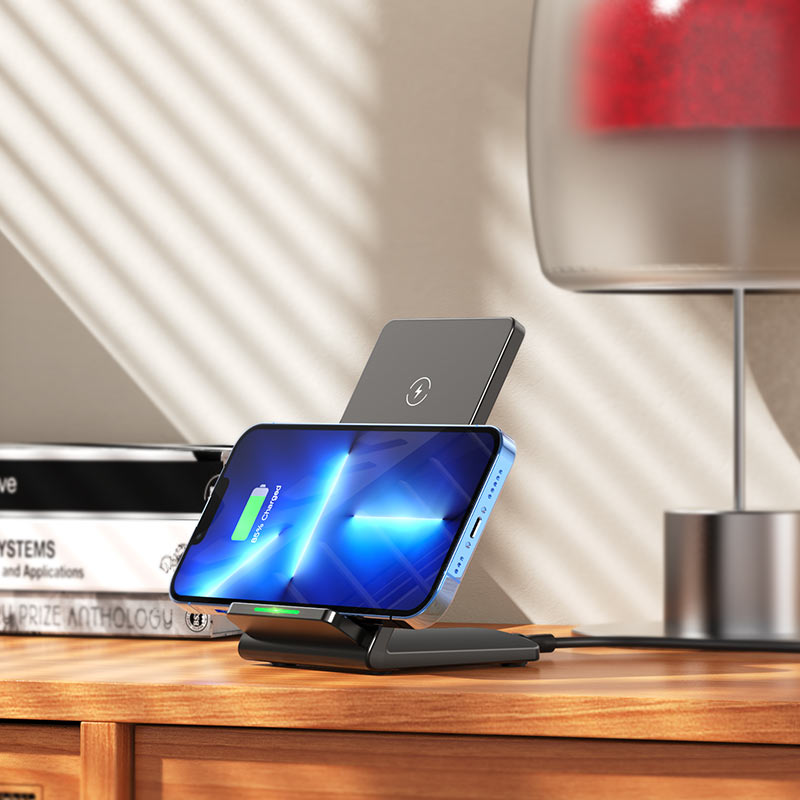 Laptop, Telefoane si Tablete - Telefoane mobile si accesorii - Accesorii Telefoane - Incarcatoare telefoane - Suport de Birou, Incarcator Wireless cu Stand Qi Fast Charger 15W compatibil Apple MagSafe - Alb - Infinity.ro