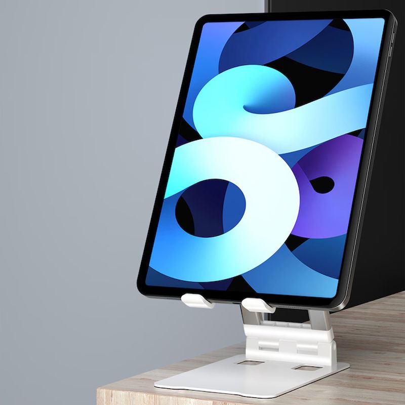 Laptop, Telefoane si Tablete - Telefoane mobile si accesorii - Accesorii Telefoane - Suport si docking telefoane - Suport Pliabil de Birou pentru Telefon sau Tableta cu Reglaj Multiplu Portabil Anti-Alunecare - Alb - Infinity.ro