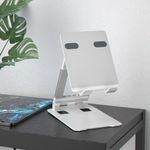 Laptop, Telefoane si Tablete - Telefoane mobile si accesorii - Accesorii Telefoane - Suport si docking telefoane - Suport Pliabil de Birou pentru Telefon sau Tableta cu Reglaj Multiplu Portabil Anti-Alunecare - Alb - Infinity.ro