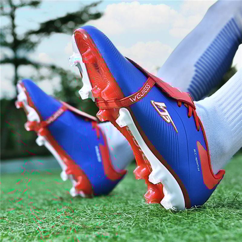 Sport si Outdoor/Echipament Sportiv/Incaltaminte sport/Pantofi sport - Ghete de fotbal MBrands 8.7 cu crampoane din plastic FG, albastru 35 - Infinity.ro