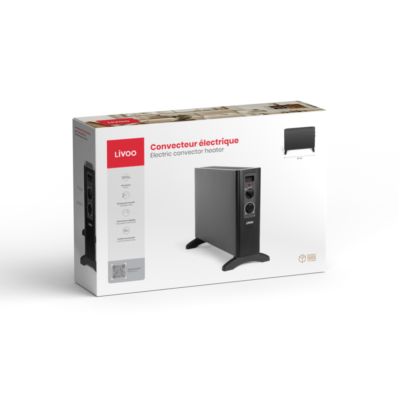 Electronice si Electrocasnice - Climatizare si sisteme de incalzire - Aparate incalzire aer - Convectoare electrice - Convector electric Livoo DOM501, 2000W, termostat - Infinity.ro