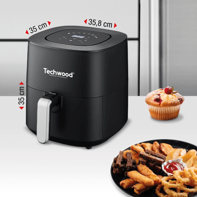 Electronice si Electrocasnice - Electrocasnice bucatarie - Aparate de gatit & desert - Friteuze - Friteuza cu aer cald Techwood TFR-556SHD, 5.5L, 1700W, 8 programe, 80 - 200 °C - Infinity.ro