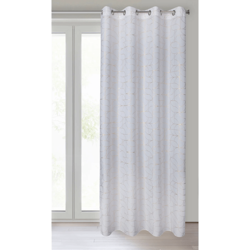 Casa si Gradina - Textile si covoare - Perdele si draperii - Draperii - Draperie EVI cu model geometric argintiu, 140 x 250 cm, alb - Infinity.ro