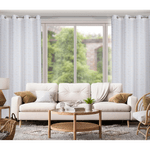 Casa si Gradina - Textile si covoare - Perdele si draperii - Draperii - Draperie EVI cu model geometric argintiu, 140 x 250 cm, alb - Infinity.ro