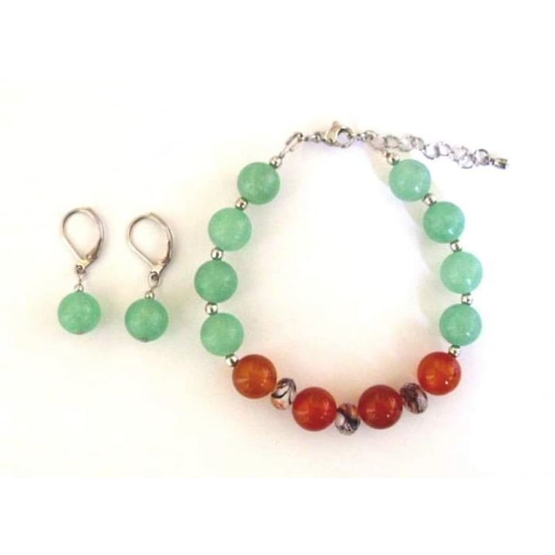 Fashion, accesorii si bijuterii - Femei - Bijuterii femei - Coliere femei - Set bijuterii Aventurin si Carneol - Infinity.ro