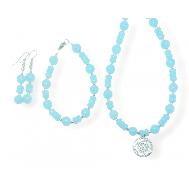 Fashion, accesorii si bijuterii - Femei - Bijuterii femei - Coliere femei - Set bijuterii Angelit Bleu - Infinity.ro