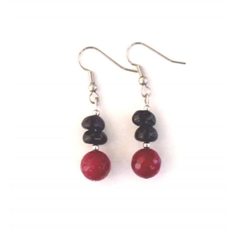 Fashion, accesorii si bijuterii - Femei - Bijuterii femei - Coliere femei - Set bijuterii Onix si Agate Visinii - Infinity.ro