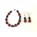 Fashion, accesorii si bijuterii - Femei - Bijuterii femei - Coliere femei - Set bijuterii Onix si Agate Visinii - Infinity.ro