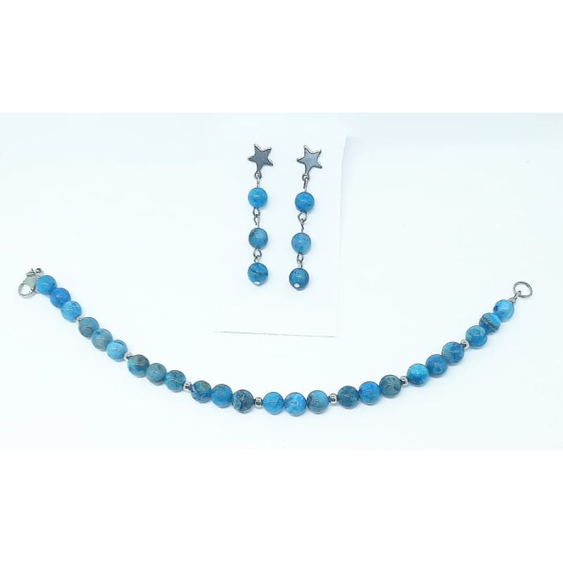 Fashion, accesorii si bijuterii - Femei - Bijuterii femei - Coliere femei - Set bijuterii Agate Albastre - Infinity.ro