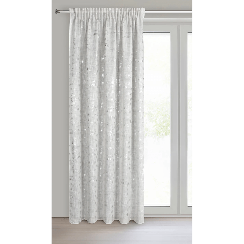 Casa si Gradina - Textile si covoare - Perdele si draperii - Draperii - Draperie INES in stil ecologic, 140 x 270 cm, alb, argintiu - Infinity.ro