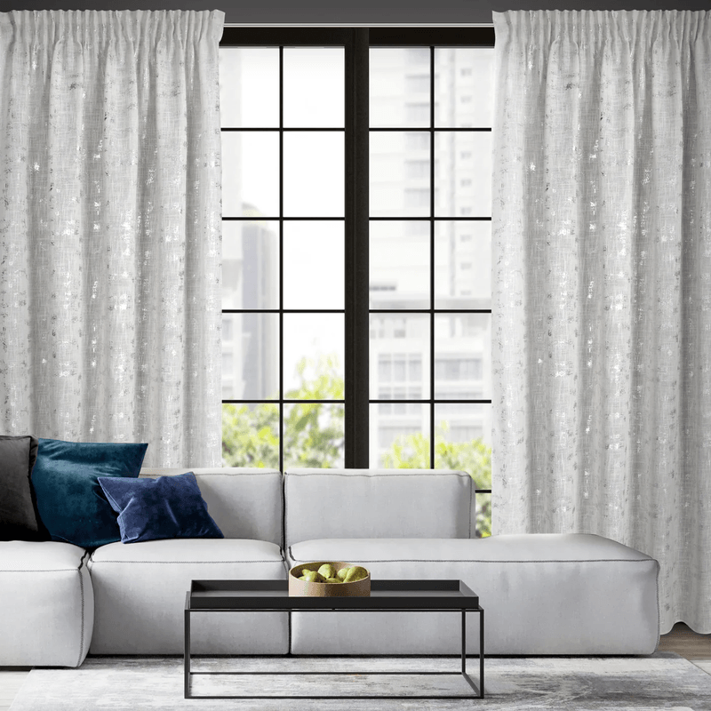 Casa si Gradina - Textile si covoare - Perdele si draperii - Draperii - Draperie INES in stil ecologic, 140 x 270 cm, alb, argintiu - Infinity.ro
