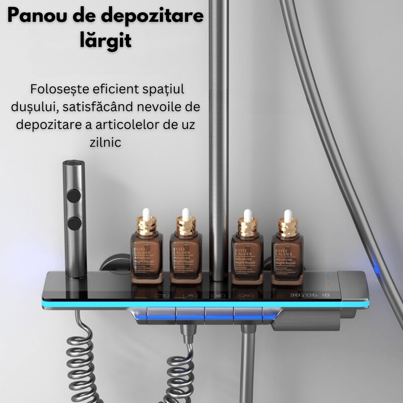 Casa si Gradina - Sanitare - Cazi si cabine de dus - Coloane si seturi de dus - Set de dus cu Iluminare LED si afisaj Digital al Temperaturi, Termostat si turbina generatoare de curent integrata - Infinity.ro