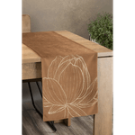 Casa si Gradina - Textile si covoare - Textile bucatarie - Fete de masa - Fata de masa BLINK 12 din catifea cu model floral botanic tip flori de lotus, 35 x 140 cm, maro - Infinity.ro