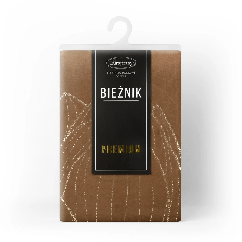 Casa si Gradina - Textile si covoare - Textile bucatarie - Fete de masa - Fata de masa BLINK 12 din catifea cu model floral botanic tip flori de lotus, 35 x 140 cm, maro - Infinity.ro