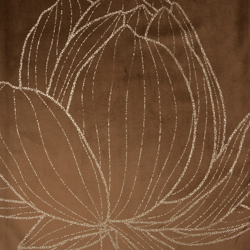 Casa si Gradina - Textile si covoare - Textile bucatarie - Fete de masa - Fata de masa BLINK 12 din catifea cu model floral botanic tip flori de lotus, 35 x 140 cm, maro - Infinity.ro