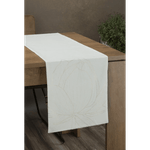 Casa si Gradina - Textile si covoare - Textile bucatarie - Fete de masa - Fata de masa BLINK 12 din catifea cu model floral botanic tip flori de lotus, 35 x 140 cm, alb - Infinity.ro